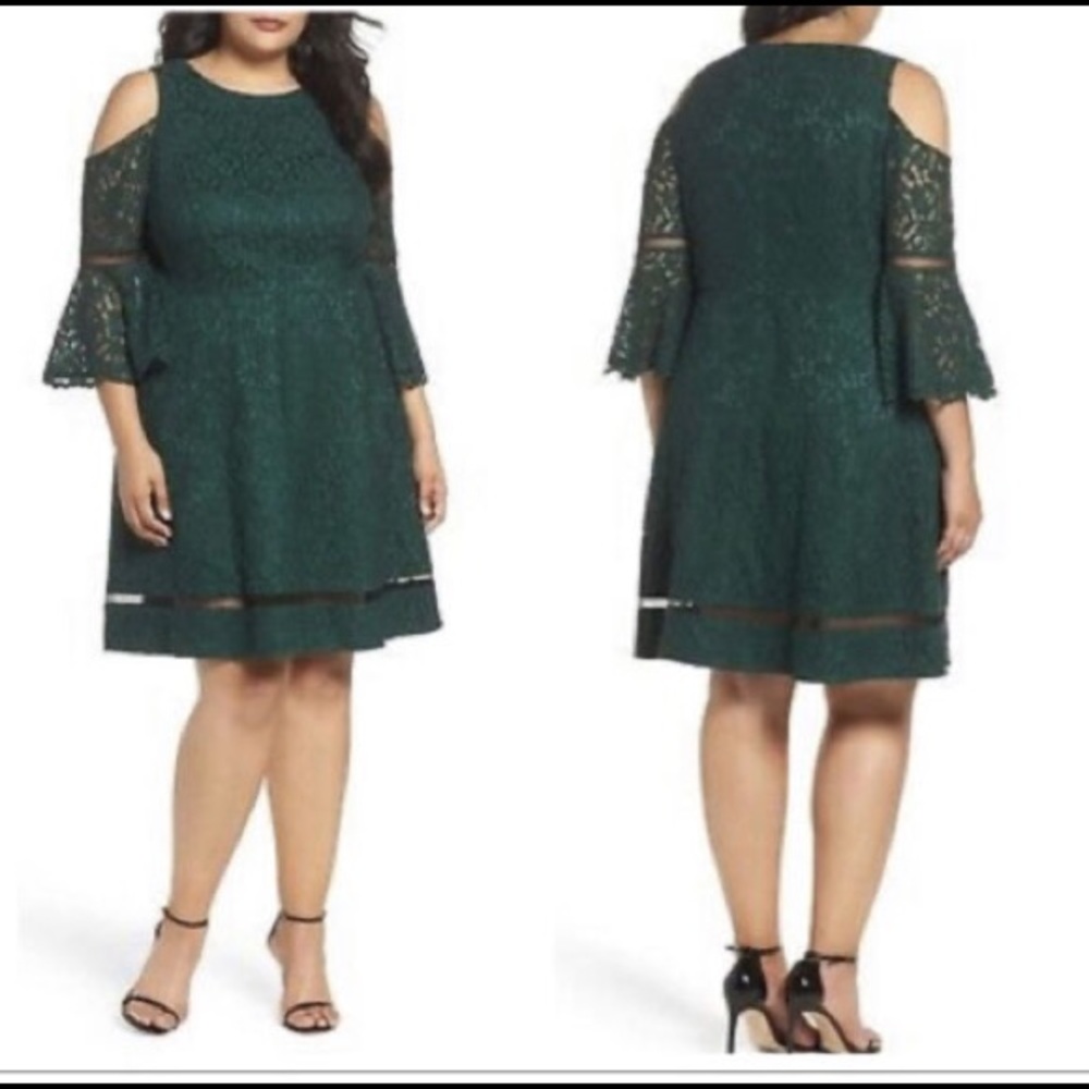 NWT Eliza Jay Peekaboo Lace Green Dress
